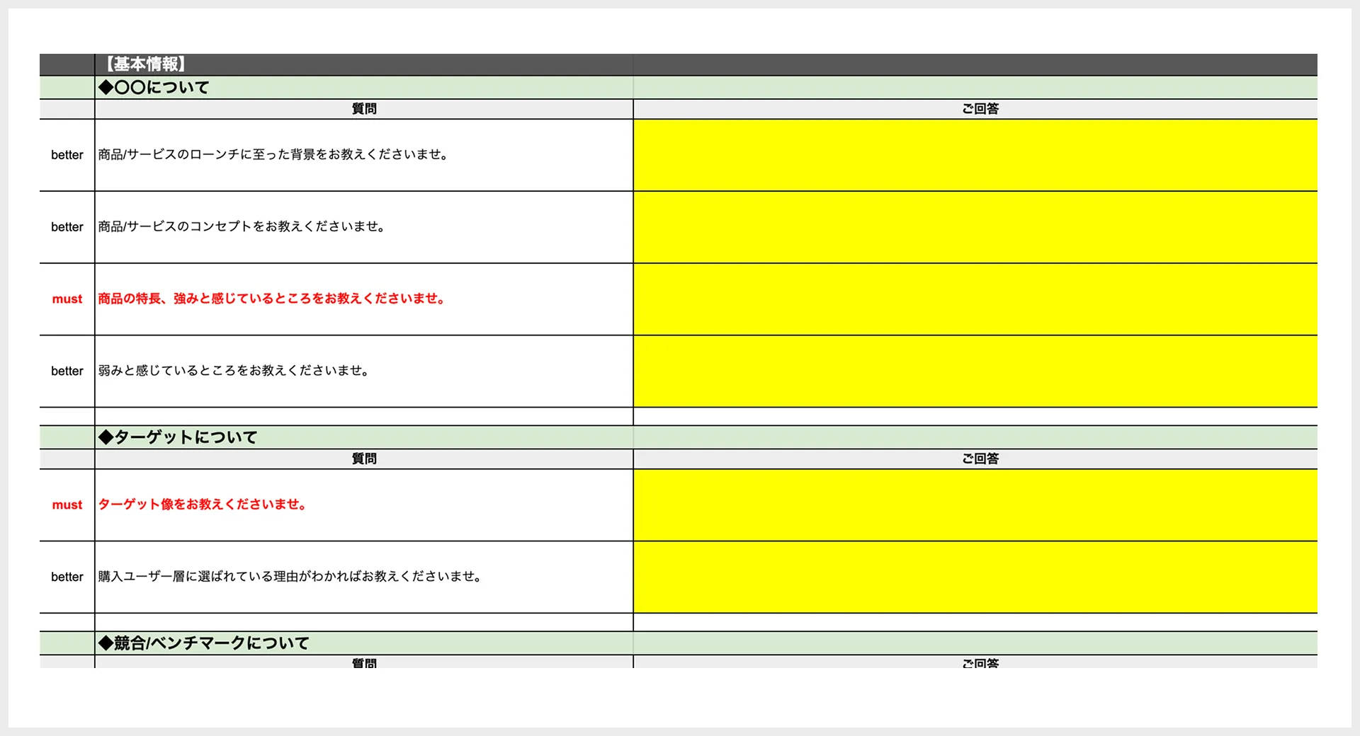 ヒアリングシートを用いた現状分析と課題発見